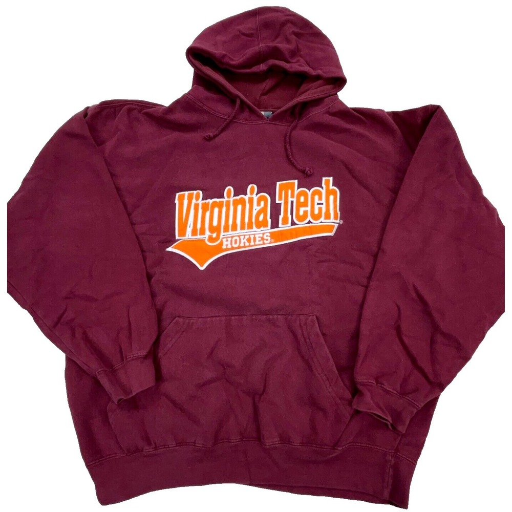 Vintage Virginia Tech Hokies Hoodie Men XL Sweatshirt Sweater Heavy Cotton Y2K D